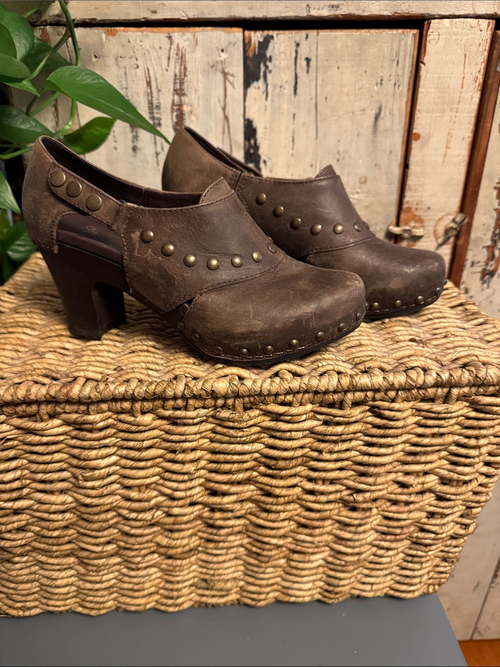 Dansko Brown Ryder Studded Clogs 37